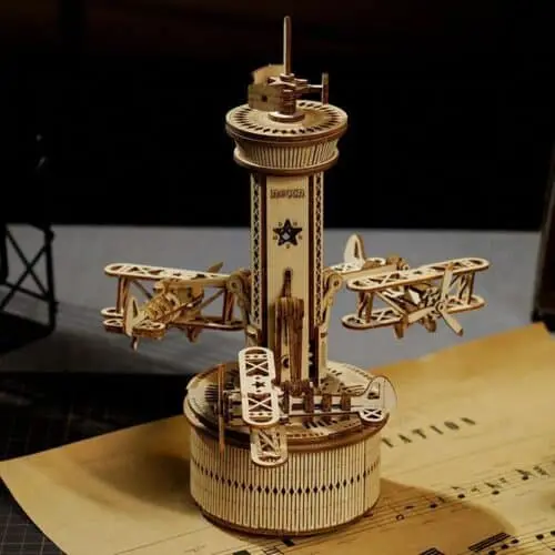 Rokr Airplane Control Tower Mechanical Music Box 1