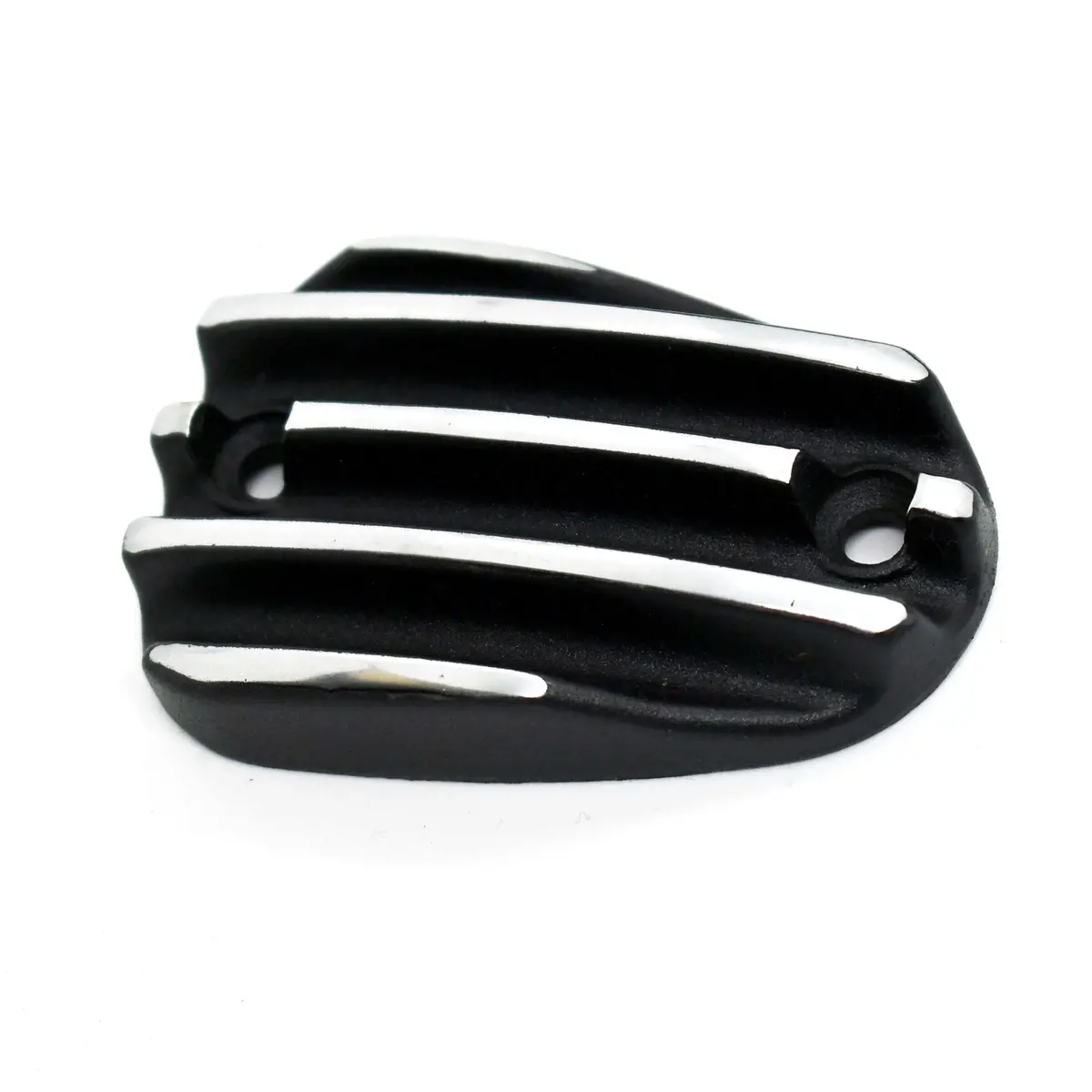 Motone Cast Brake Fluid Reservoir Master Cylinder Cap - Finned - Black With Polished - Triumph Classics 1