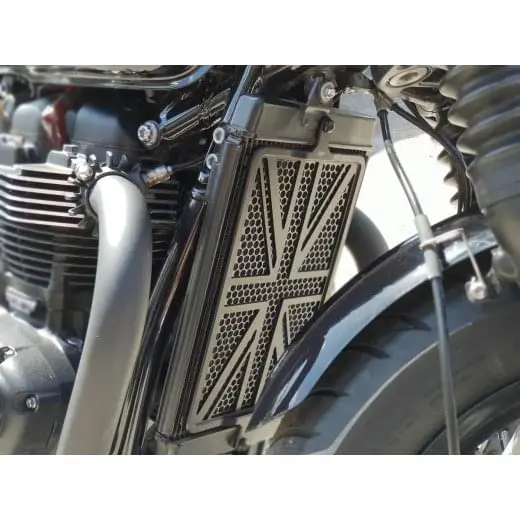 Motone Union Jack Radiator Guard For 2016+ Triumph Bonneville T100, T120, Street Twin, Thruxton R / 1200 2