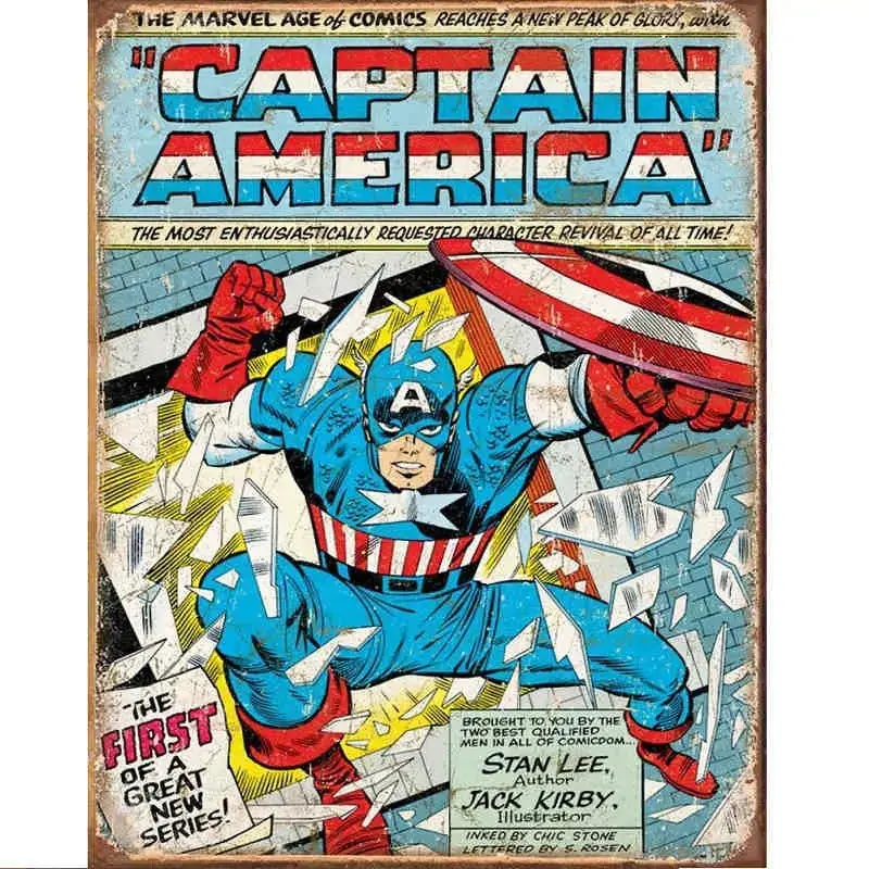 Marvel's Captain America Comic Book Cover Tin Sign 1
