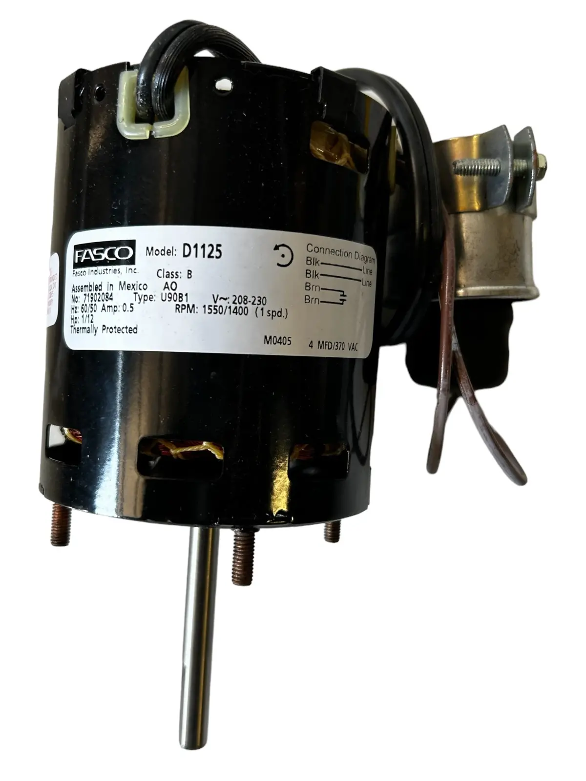 Fasco Industries, D1125, 1/12 Hp, 1550 Rpm, Ccw 3.3", Diameter 208-230V - New In Box 1