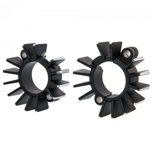 Motone Finned Exhaust Clamps - Lc - Black/Contrast Polished Fins 1