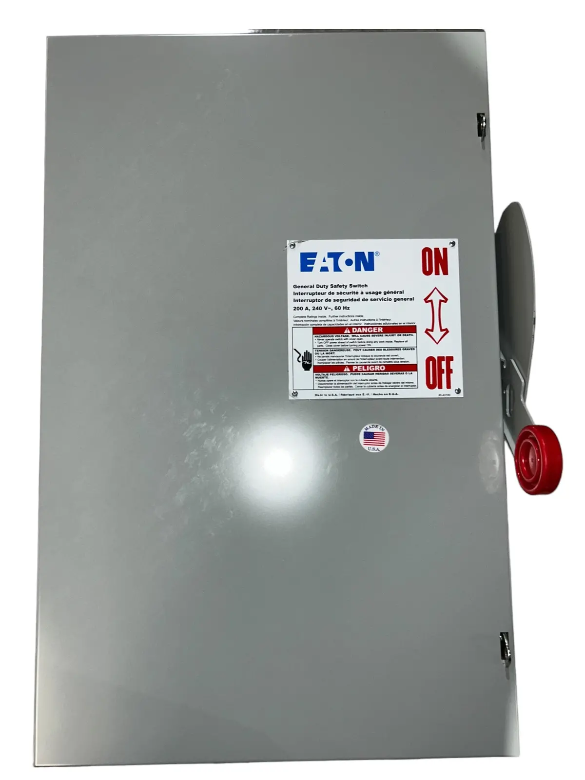 Eaton - Cutler Hammer Dg324ugk, General Duty Cartridge Non-Fusible Safety Switch, Nema 1, 200A, Three-Pole, Three-Wire, 240 V 1