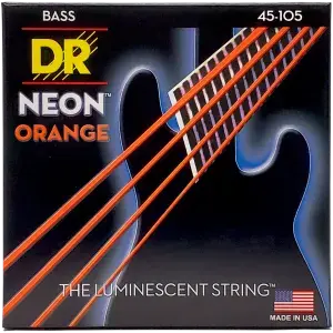 Dr Strings - Hi-Def Neon Orange - K3 Coated Electric 4-String Bass Strings - Nob-45 Medium 45-105 (1 Pack) 1