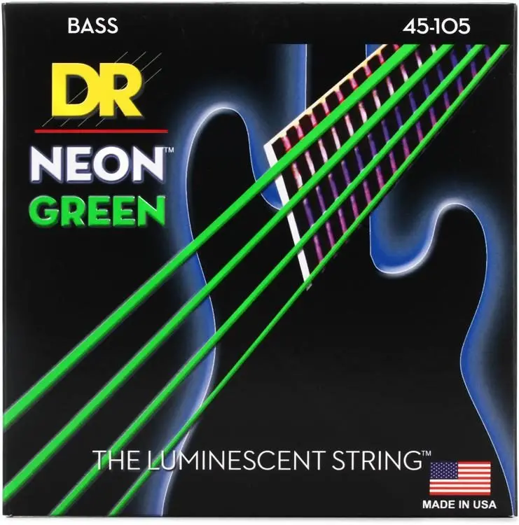 Dr Strings - Ngb-45 - Hi-Def Neon Green K3 Coated Bass Guitar Strings - .045-.105 Medium (1 Pack) 1