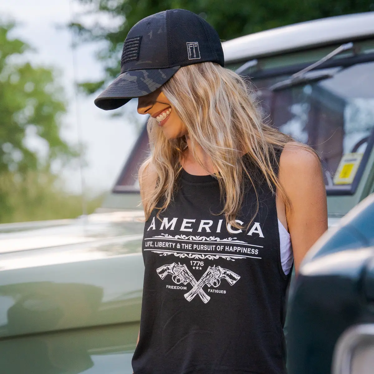Women's Unalienable Rights Muscle Tank - Black 2