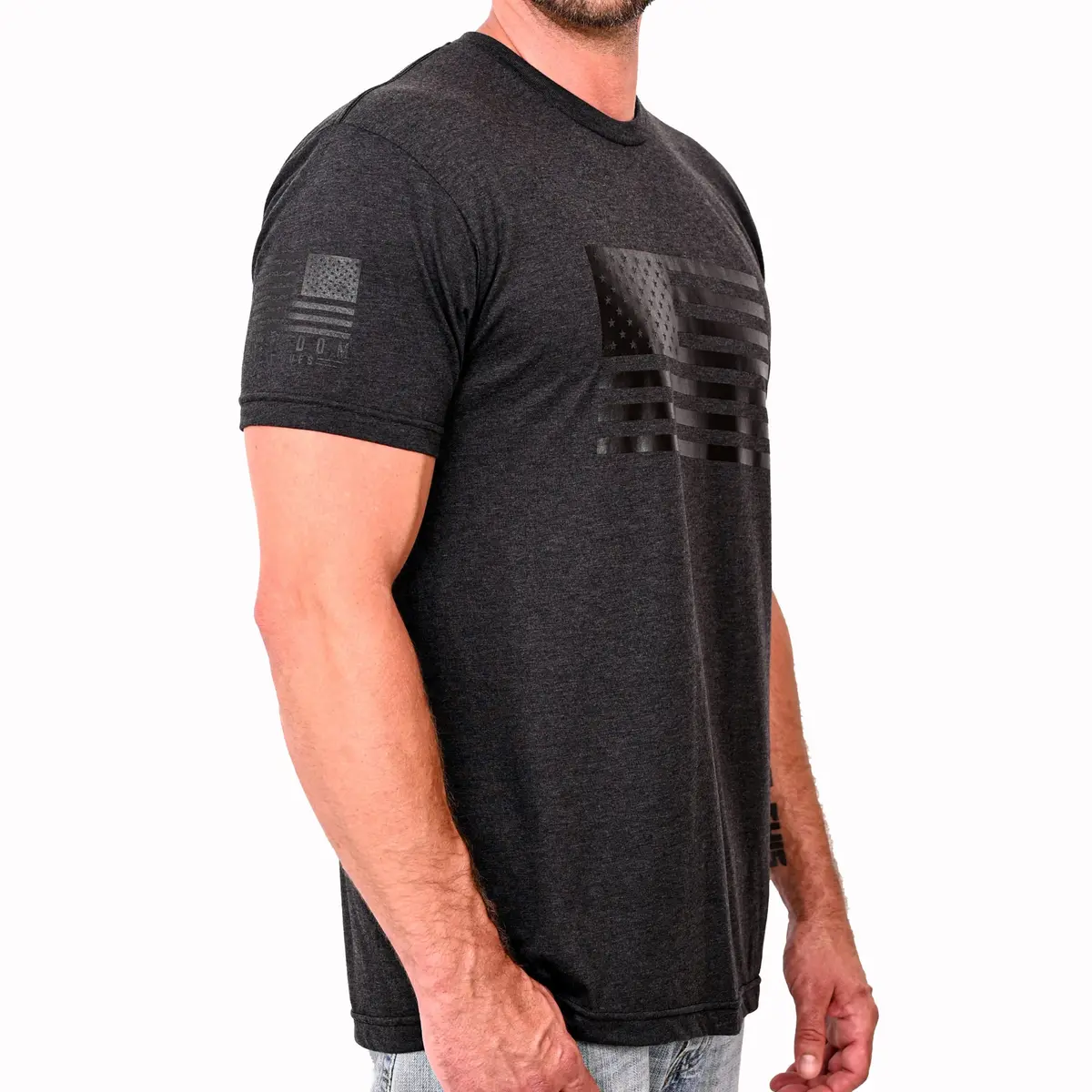 Men's Murdered Out American Flag Patriotic T-Shirt 2