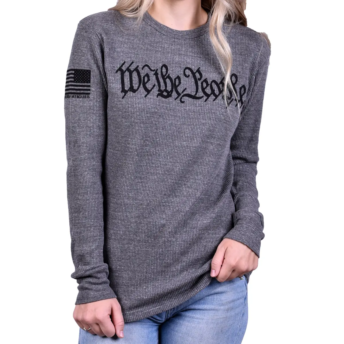 Women's "We The People" Long Sleeve Patriotic Thermal - Boyfriend Fit 1