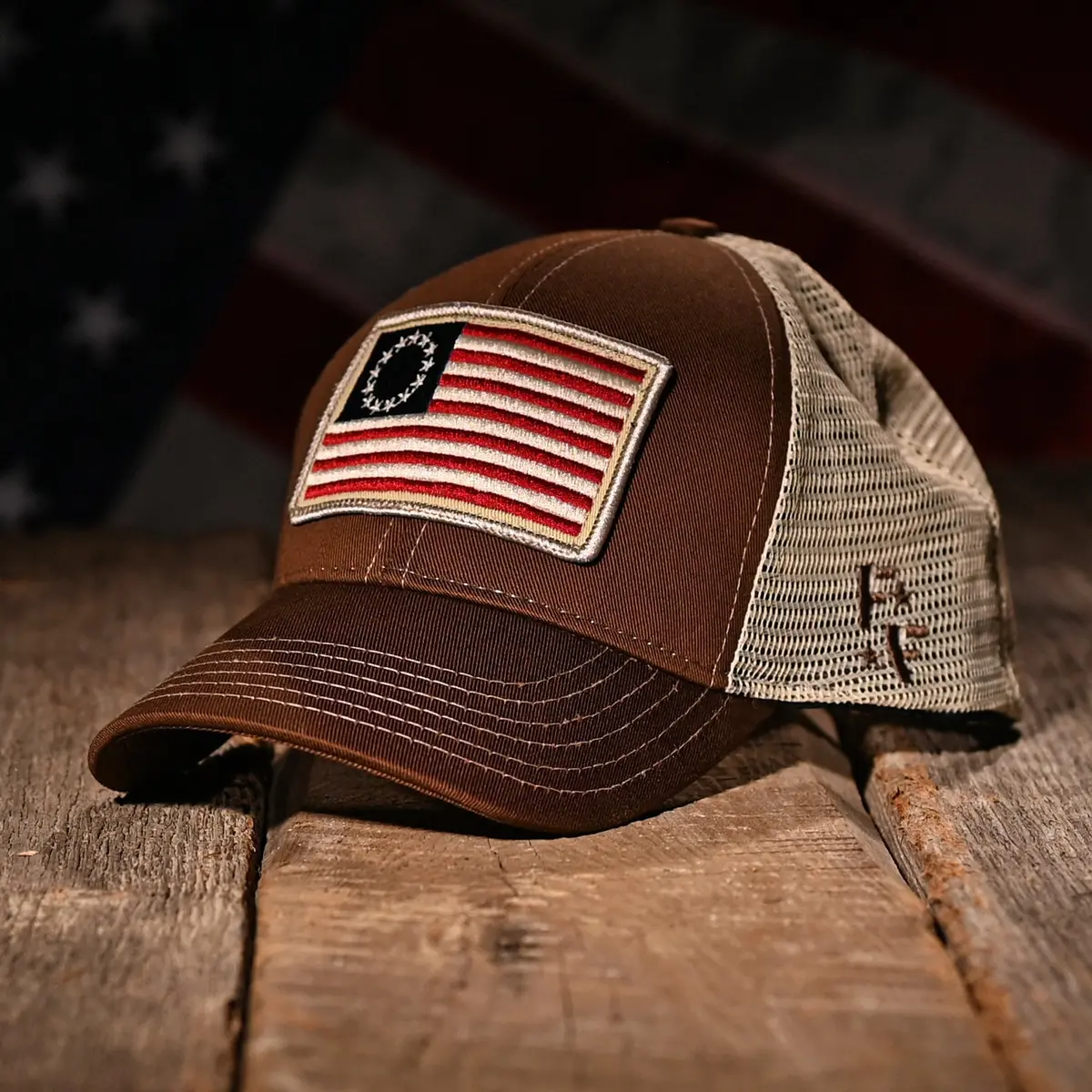 Betsy Ross Flag Patch Trucker Hat 1