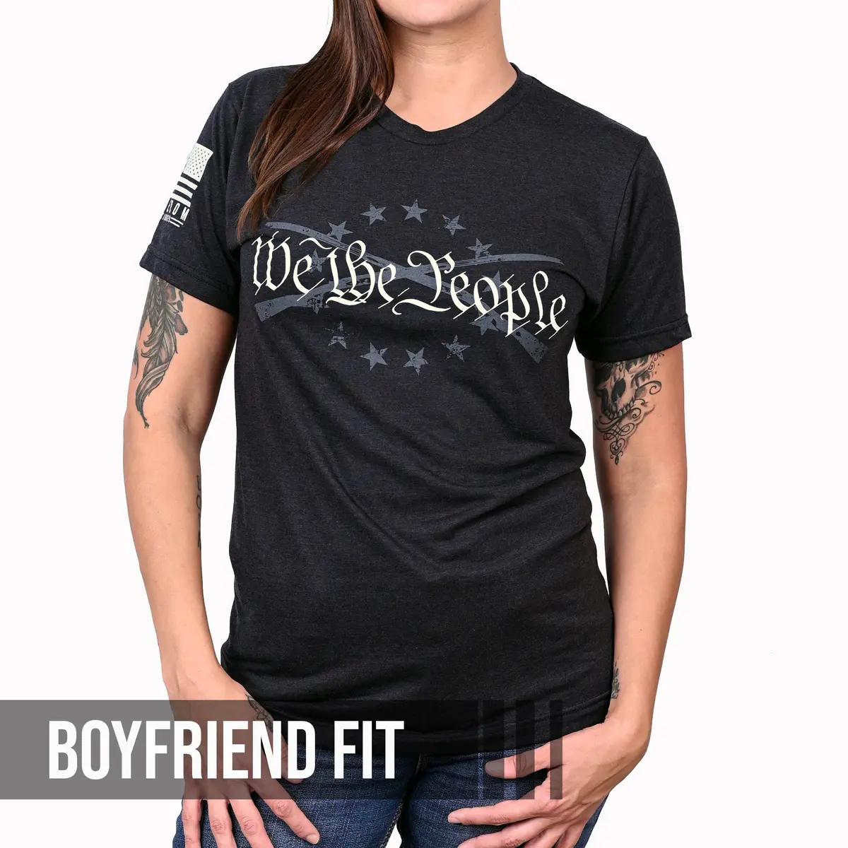 Women's We The People Boyfriend Fit Patriotic T-Shirt - Heather Black 1