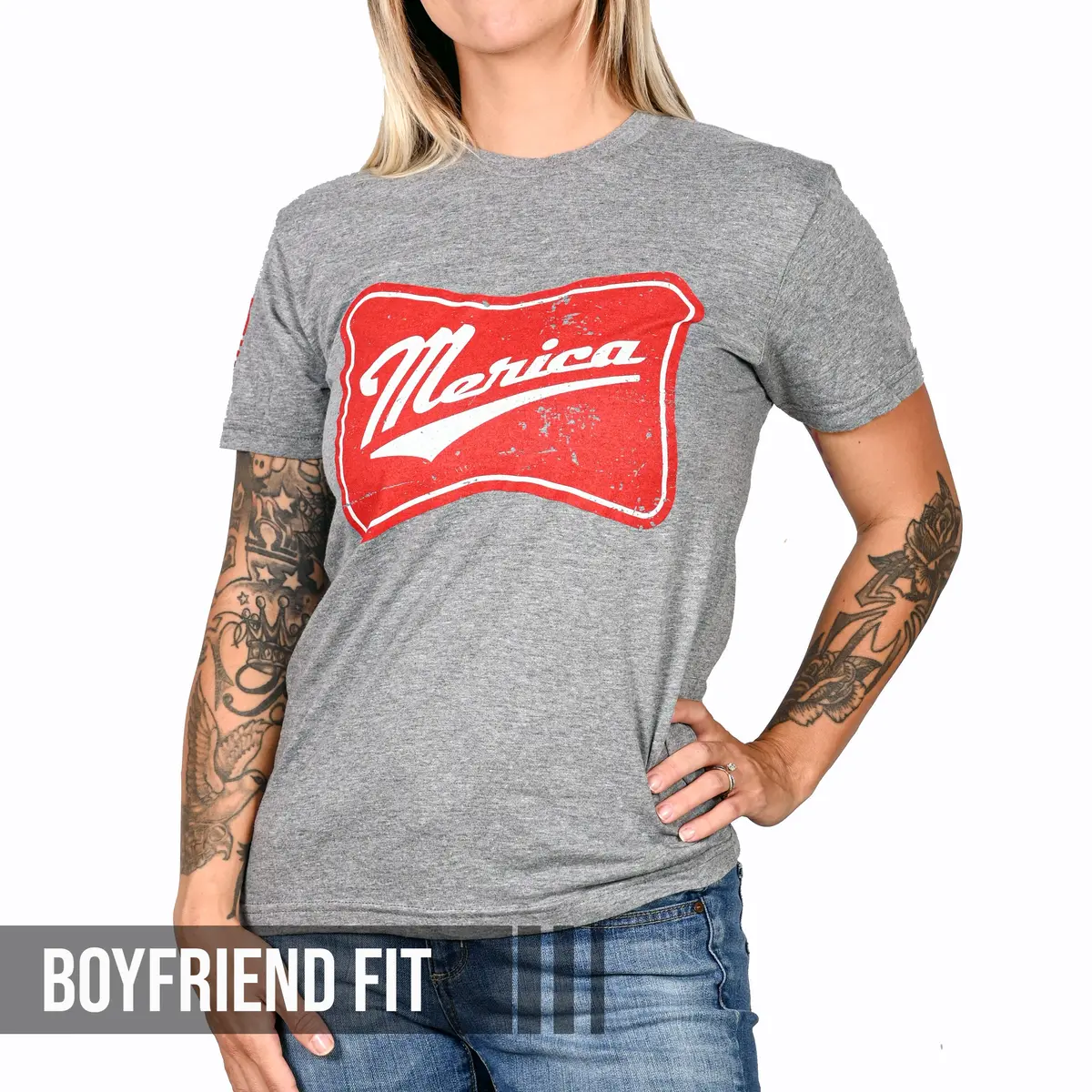 Women's 'Merica Patriotic Boyfriend Fit T-Shirt 1