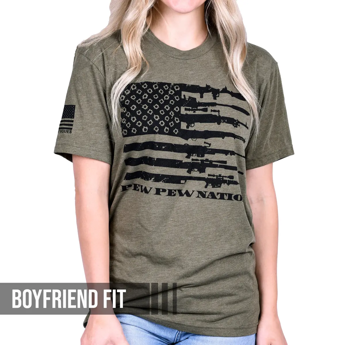 Women's Red, White & Pew Patriotic Boyfriend Fit T-Shirt 1