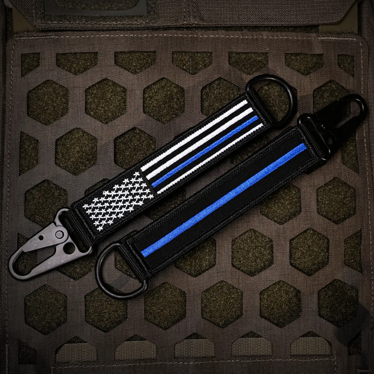 American Made Heavy Duty Tactical Keychain - Thin Blue Line 1
