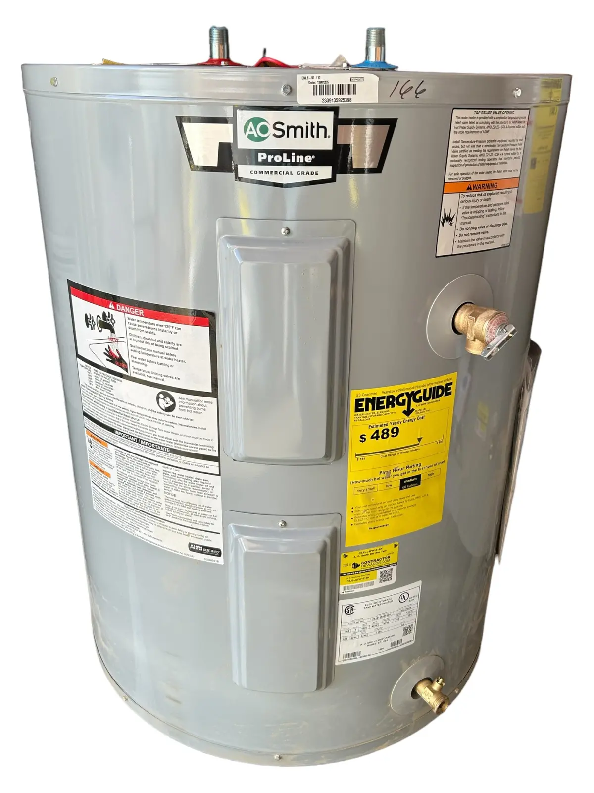 Ao Smith, Enlb-50 110, 48-Gallon, (34T X 26.5W) 240V, Proline, Lowboy, Top Connect, Electric Water Heater - In Store Pickup Only 1