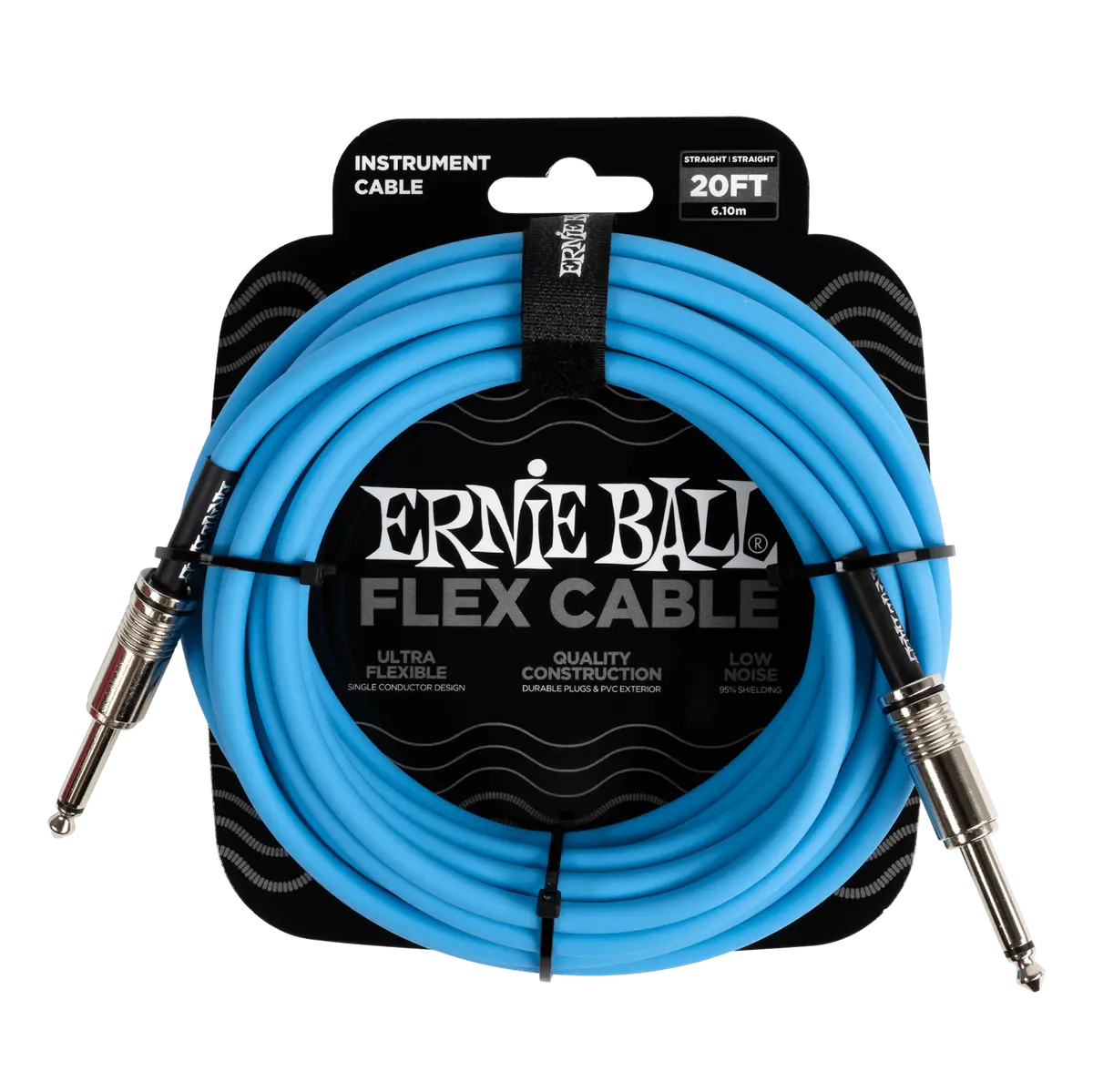 Ernie Ball Flex Instrument Cable Straight/Straight 20Ft. - Blue Finish 1