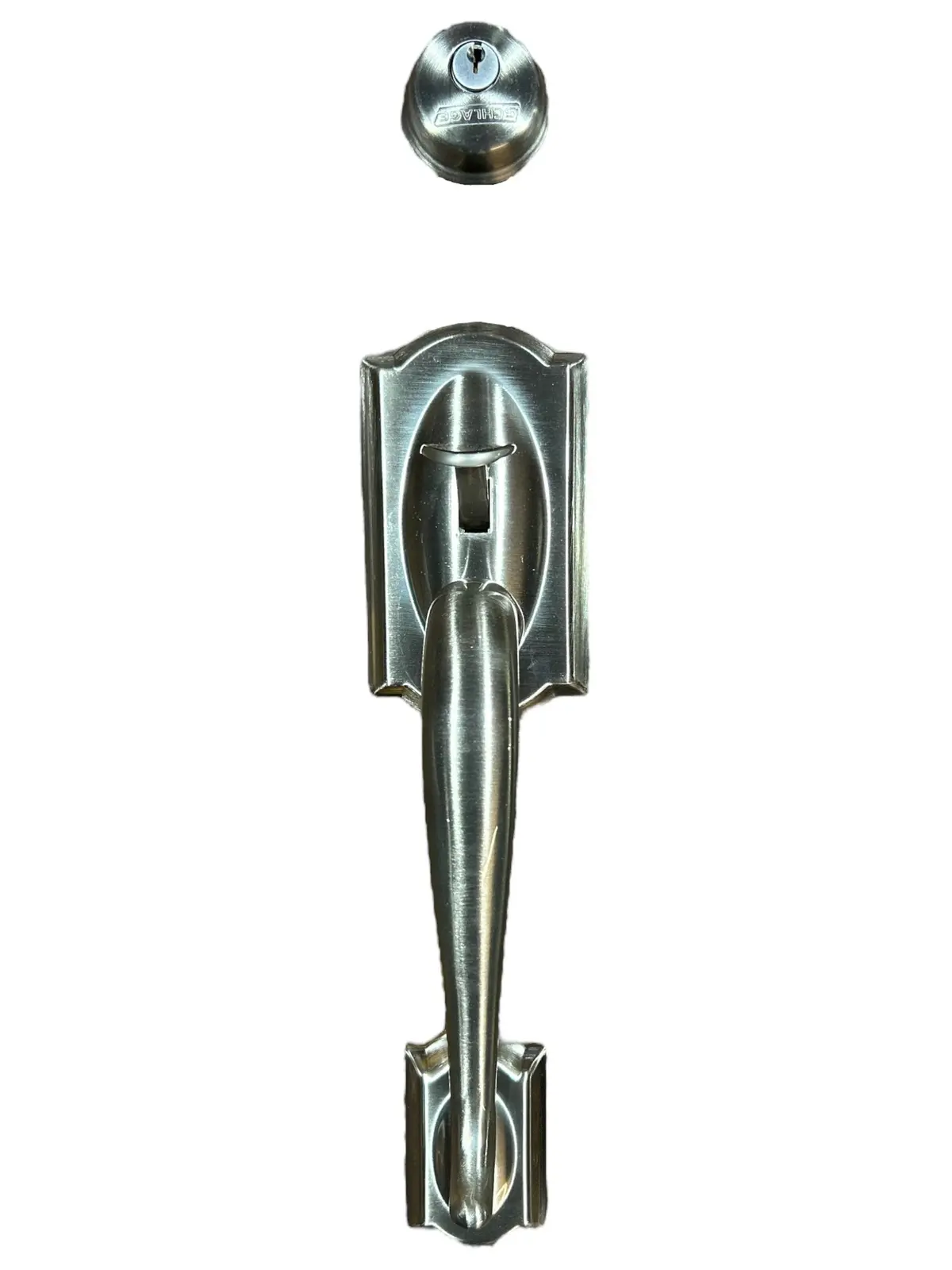 Schlage, F58 Cam 619, Camelot, Exterior, Handleset, Deadbolt, Satin Nickel, (Exterior Half Only) - New In Box 1