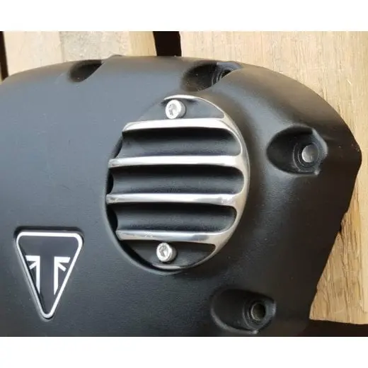 Motone Customs Ribbed Acg Cover - Black W/ Polished Fins 2