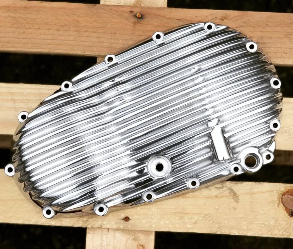 Motone Ribbed Clutch Side Engine Cover - Polished Finish 1