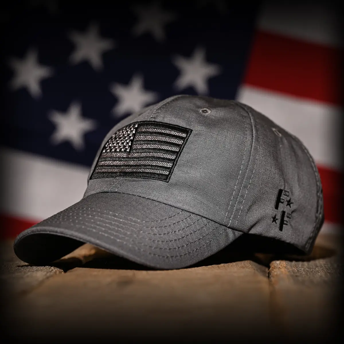 Wolf Grey Full Fabric American Flag Range Hat 1