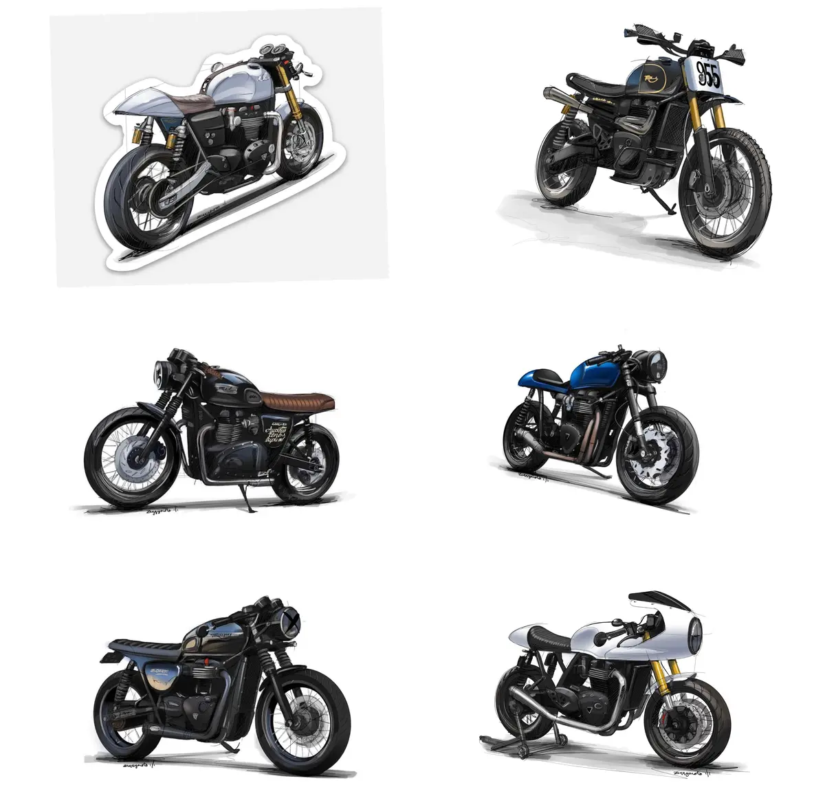 A&J Cycles Bike Sketch Sticker Pack 1