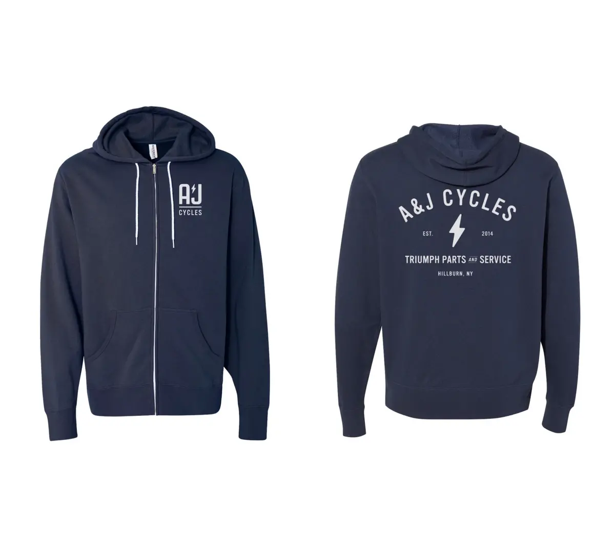 A&J Cycles Logo Zip Up Hoodie - Slate Blue 1