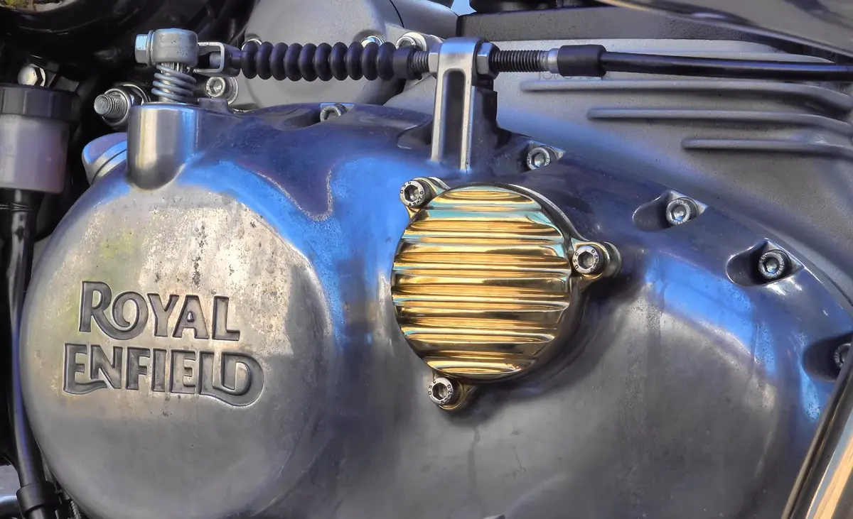 Motone Royal Enfield 350 Oil Filter Cover - Ribbed - Brass 1