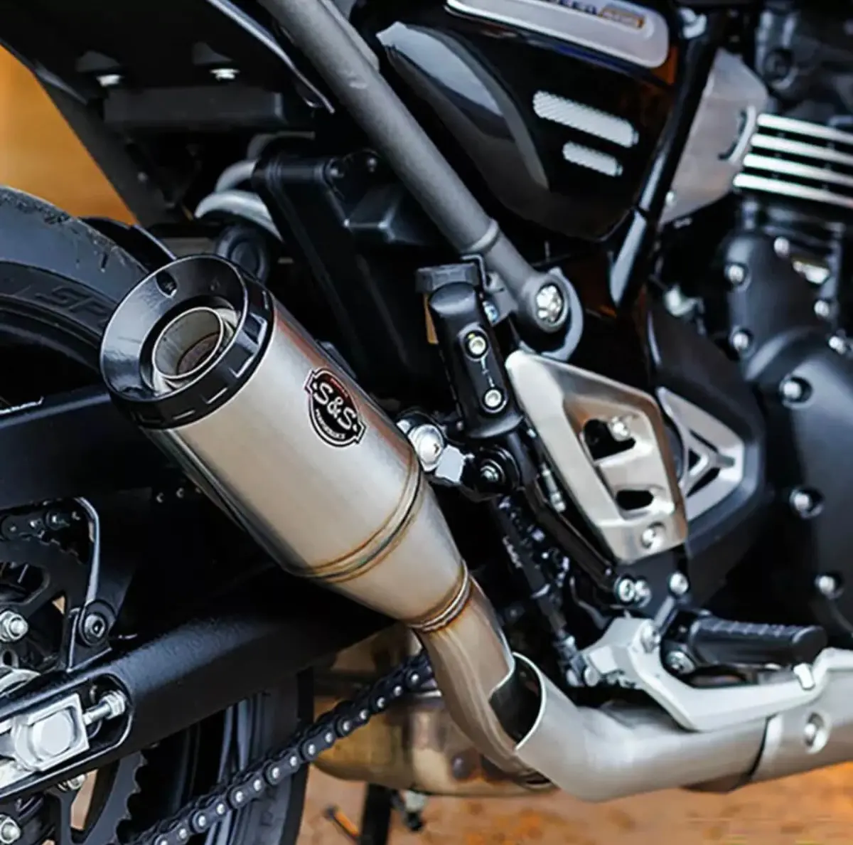 S&S Grand National Slip On Muffler - 2024+ Triumph Speed 400 / Scrambler 400 X 1