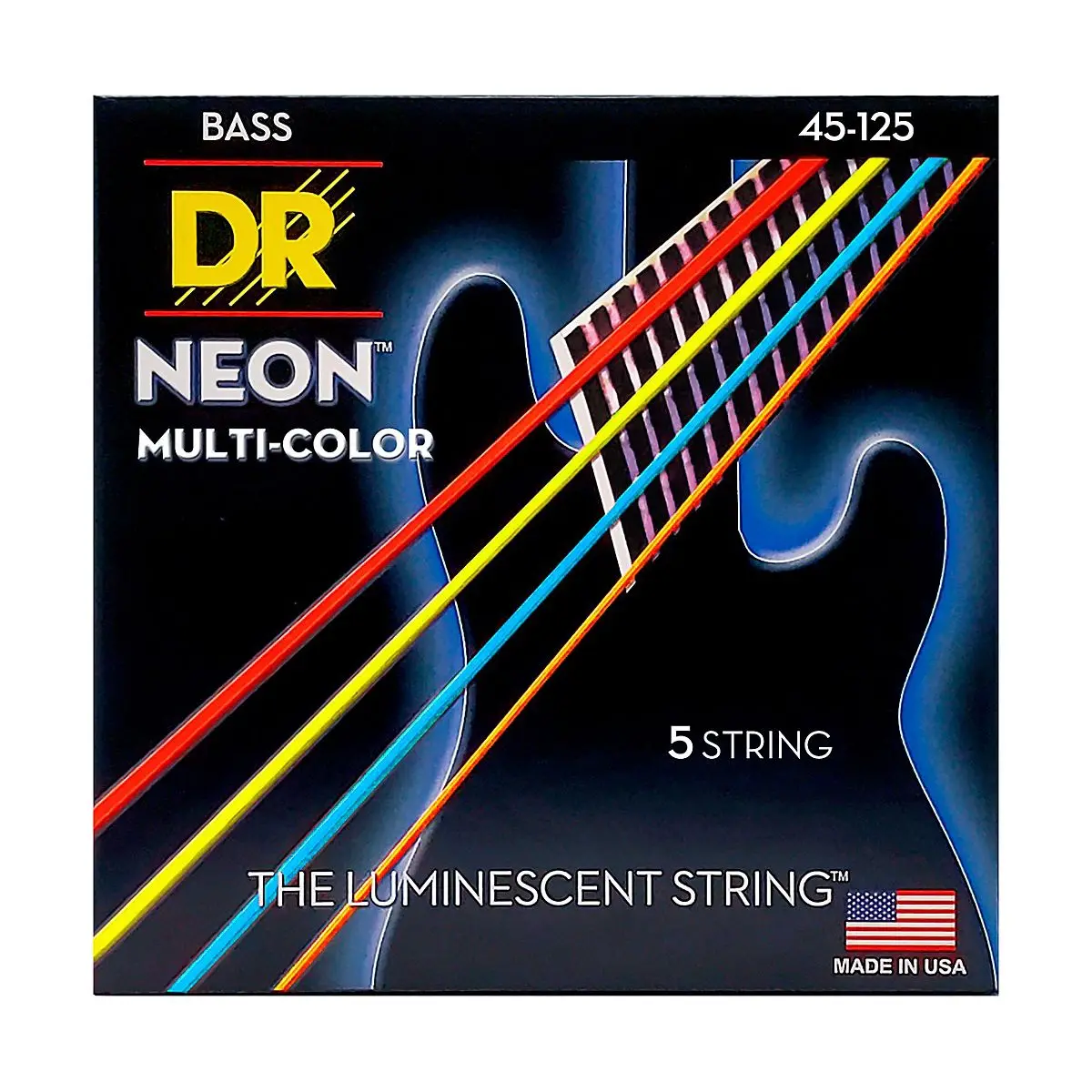 Dr Strings - Hi-Def Neon Multi-Color Coated - Medium - 5-String Bass Strings (Nmcb5-45) 1