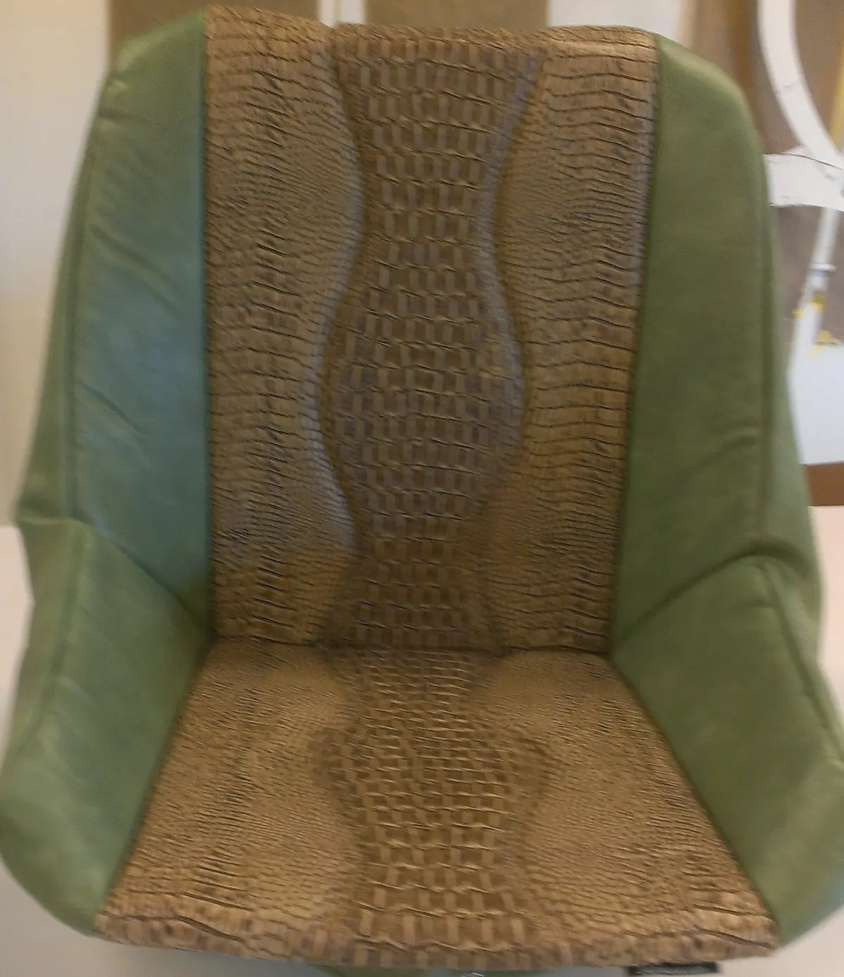 Custom Seat Covers--Green Vinyl And Bronze Gator 1