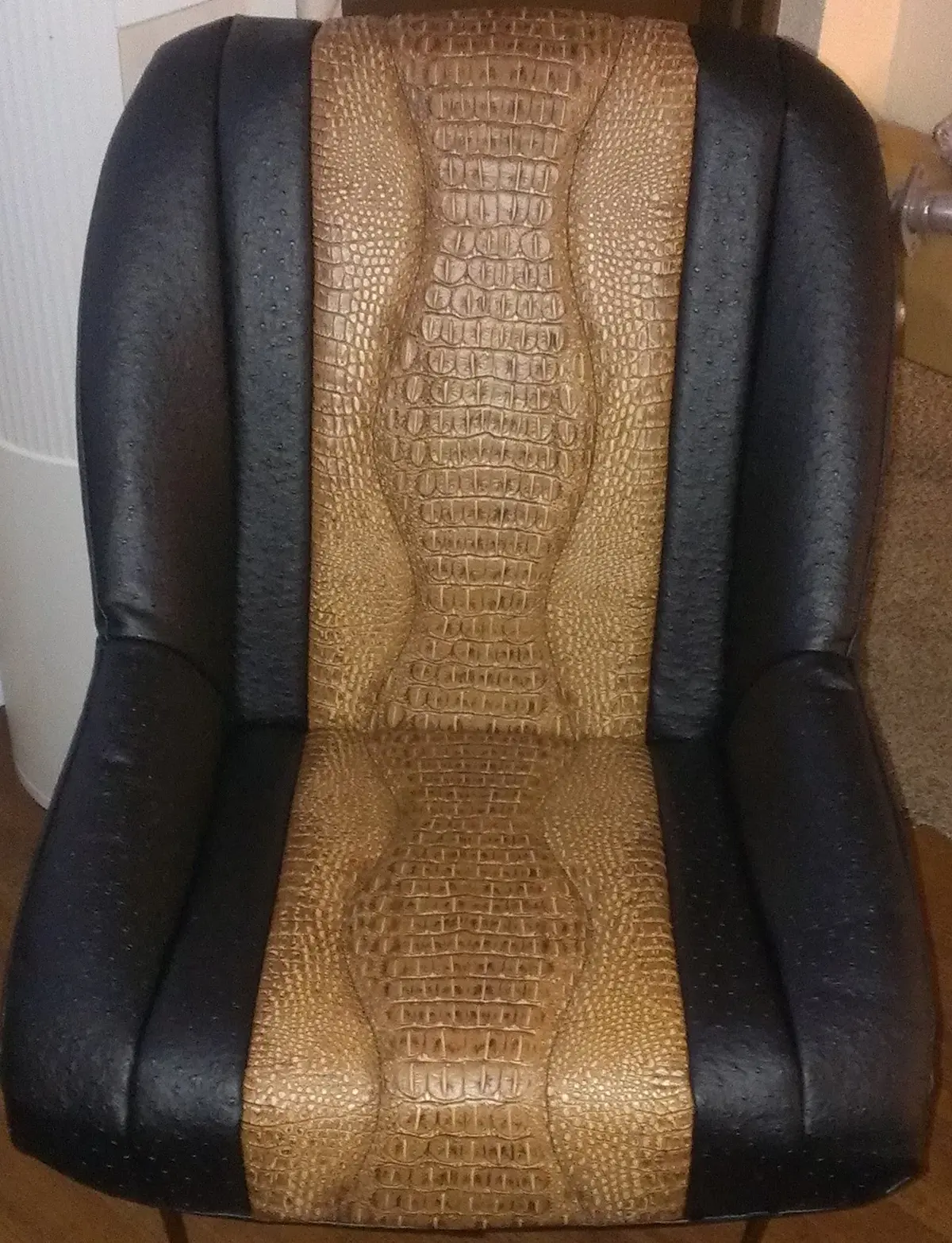 Custom Seat Covers--Black Vinyl And Bronze Gator 1