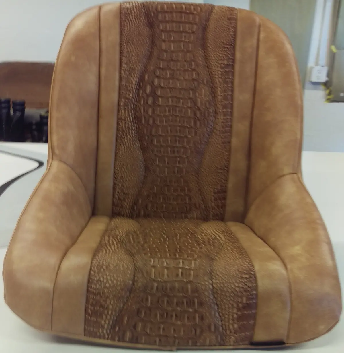 Custom Seat Covers--Tan Vinyl And Brown Gator 1