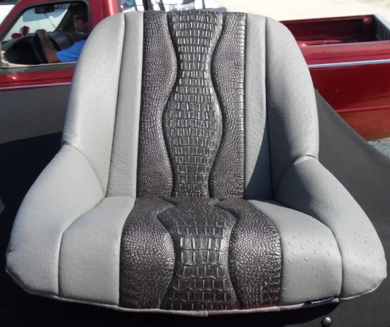 Custom Seat Covers--Gray Ostrich And Black Gator 1