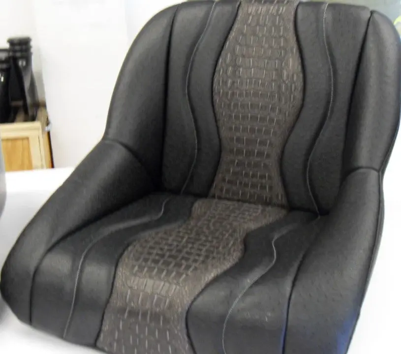 Custom Seat Covers--Black Ostrich And Gray Gator 1
