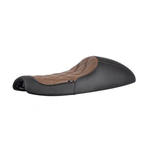 Motone Cafe Racer Seat - Diamond Back - Black / Brown - Air Cooled Triumph Bonneville, Thruxton, Scrambler 1