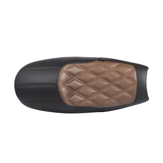 Motone Cafe Racer Seat - Diamond Back - Black / Brown - Air Cooled Triumph Bonneville, Thruxton, Scrambler 2