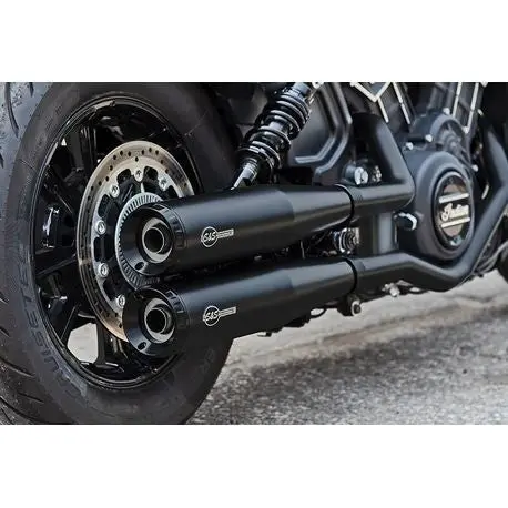 S&S Grand National Slip Ons - Black - Indian Scout / Scout Bobber 2017-2024 - 50 State Version 1