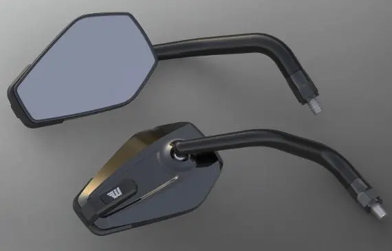 Wunderkind 2 Stripe Stem Mirrors - Black - Indian Scout Bobber - Pair 1