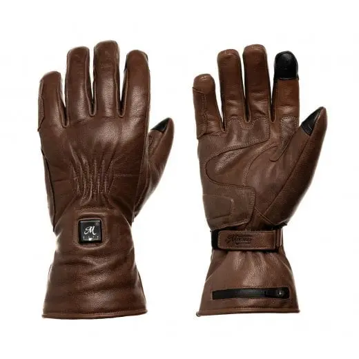 Motone Forno Heated Motorcycle Goatskin Leather Riding Gloves - Brown 1