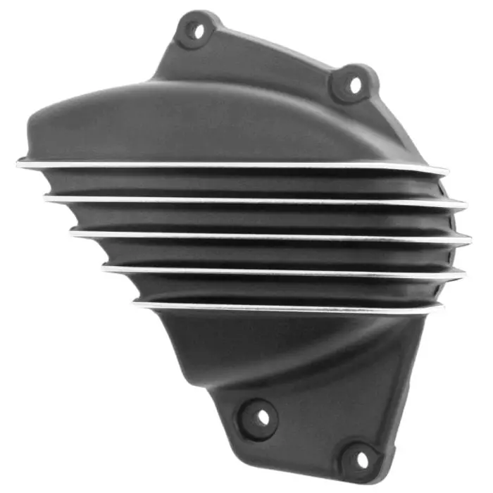 Motone Streamliner Sprocket Cover - Wrinkle Black / Polished Fins 1