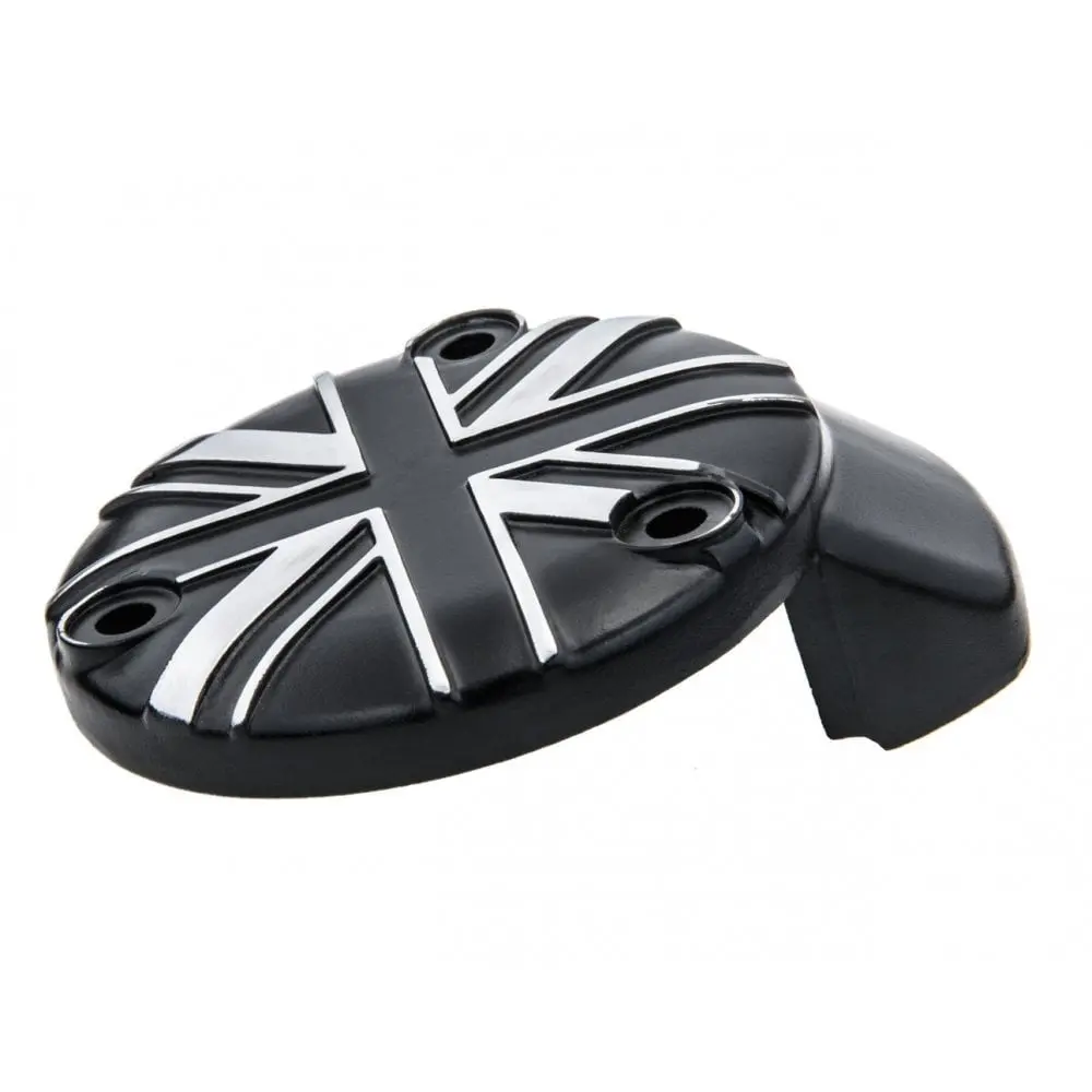 Motone Throttle Body Side Covers - Union Jack - Black W/ Silver 2