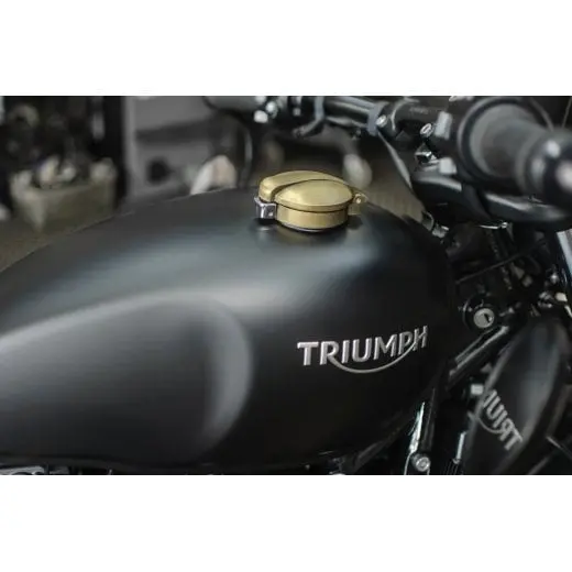Motone Classic Monza Gas Cap For Triumph Classics - Brass Plate Finish 1