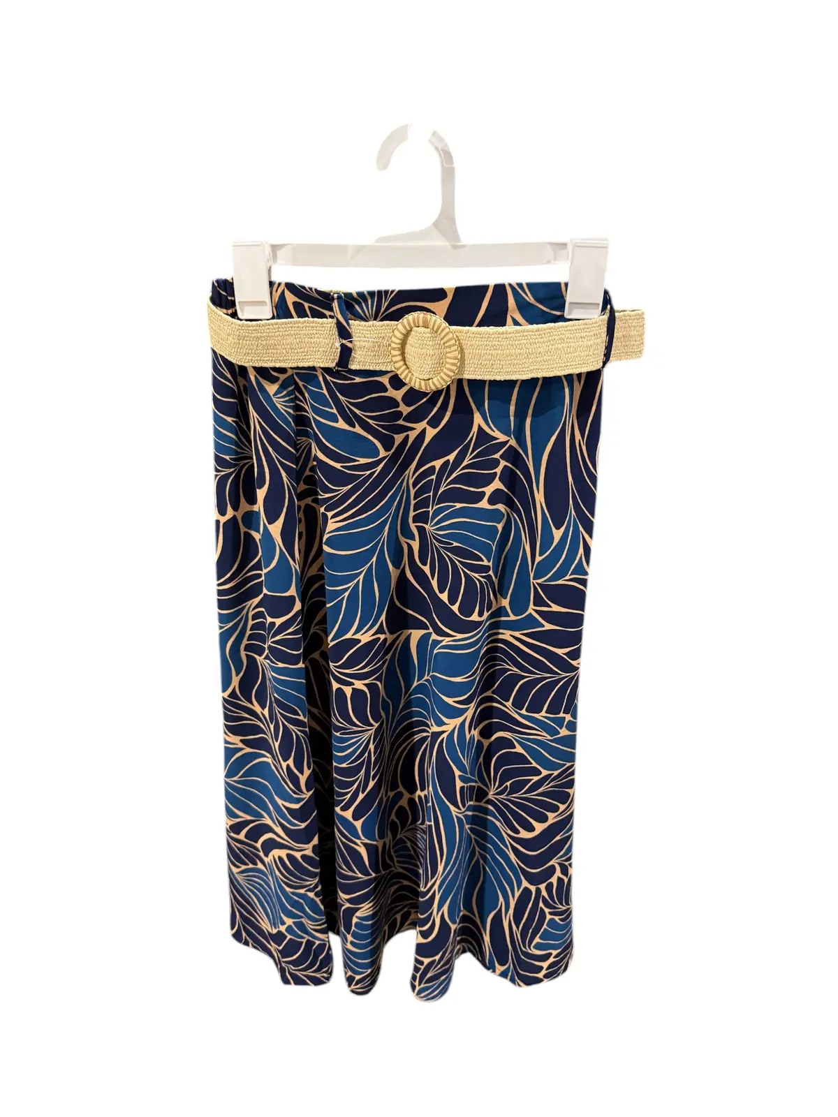 Modern Attraction Womens Blue And Tan Skirt With Blue Print 1