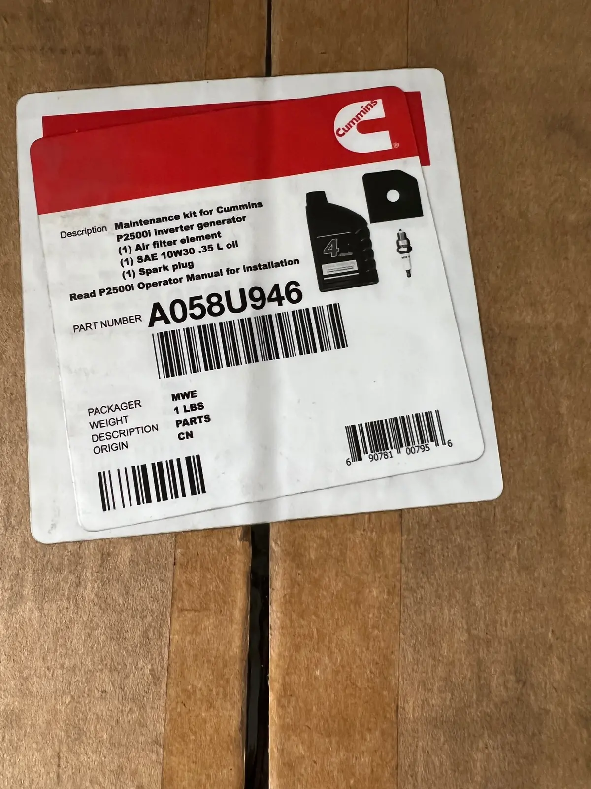 Onan P2500i Maintenance Kit - A058u946 1