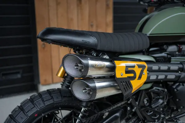 Classicbike Raisch Retro Exhaust Heat Shield - Raw Aluminum - Triumph Scrambler 1200 Xe / Xc / X 2