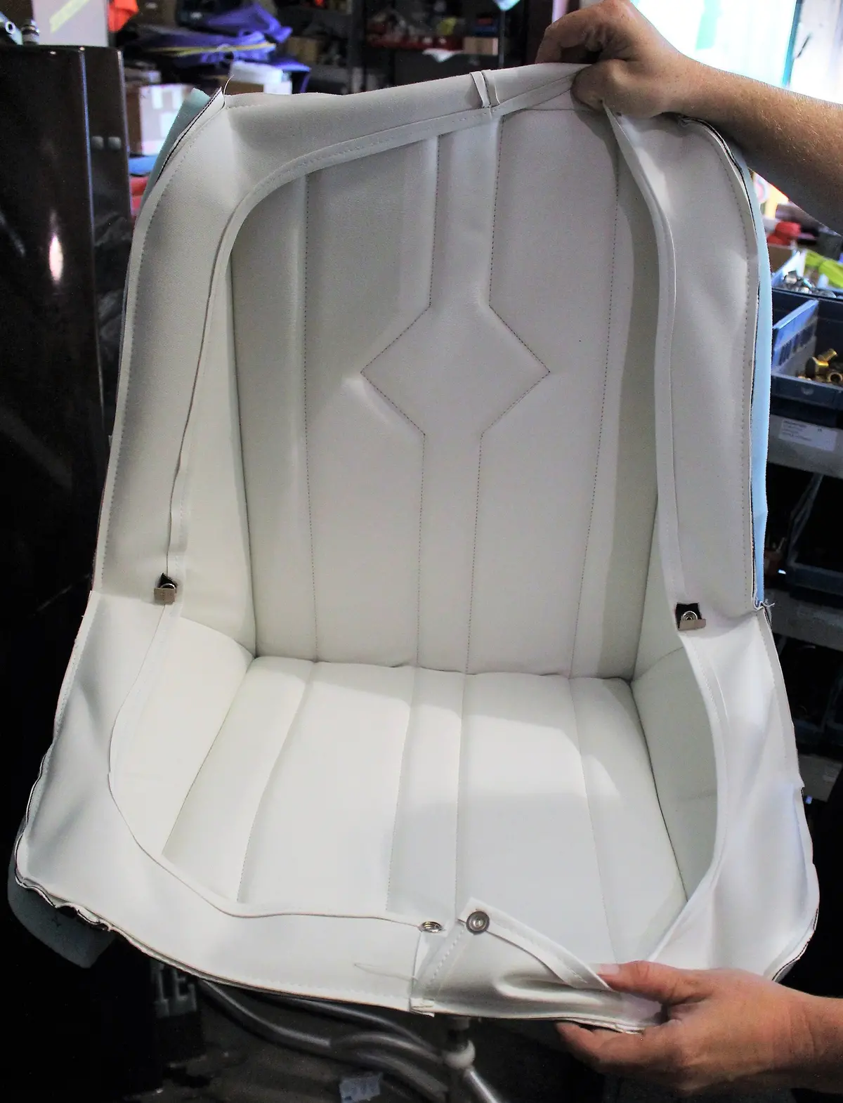 White Single Seat Cushions With Rain Covers 1