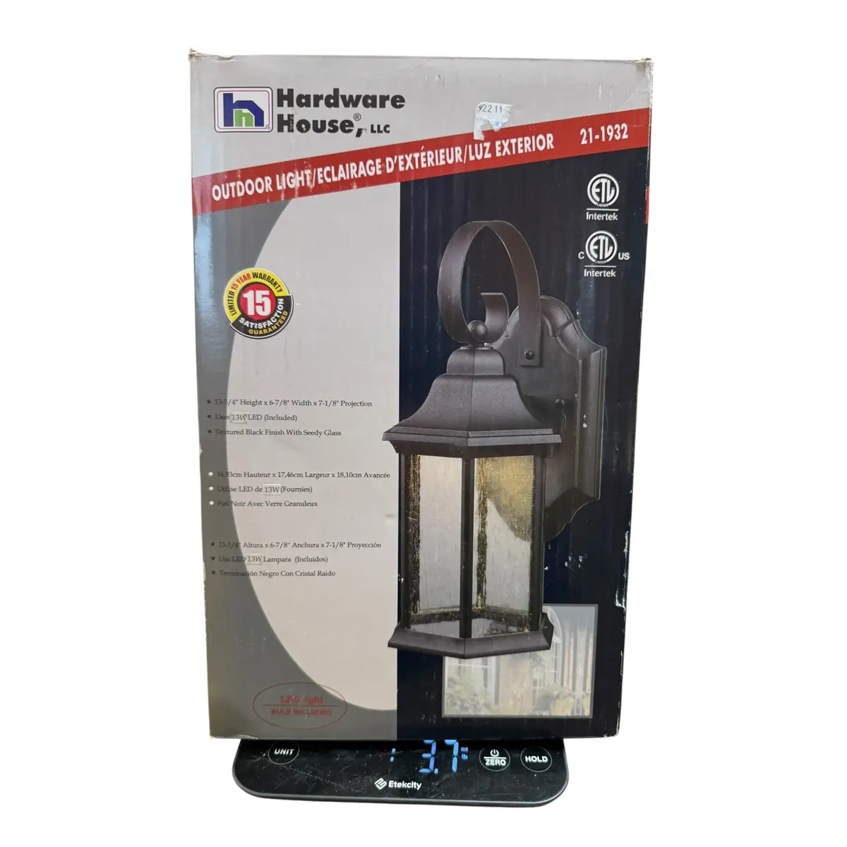 Hardware House Wall-Mounted Outdoor Lantern 21-1932 With Seedy Glass And Textured Black Finish 1