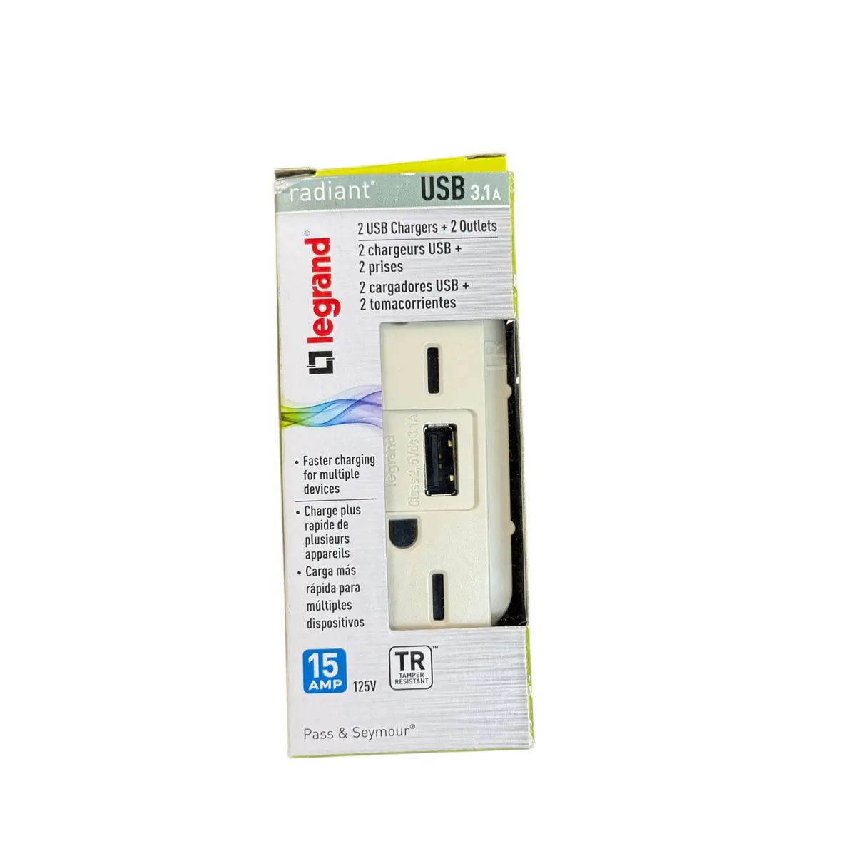 Legrand Tm826usblacc6 Pass & Seymour Gfci  2-Outlet  Light Almond  15-Amp - Quantity 1 1