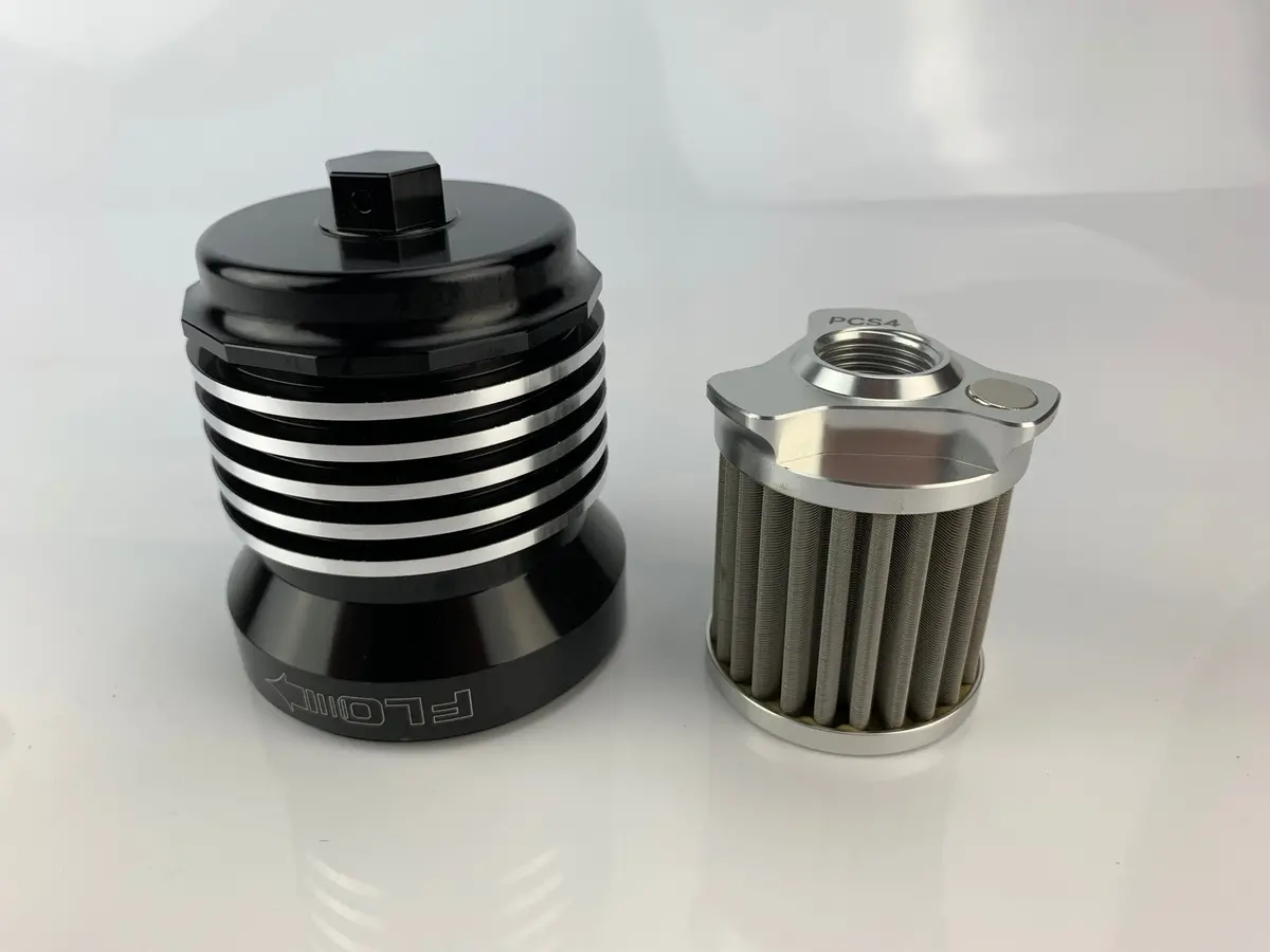 Pc Racing Flo Billet Reusable Oil Filter - Black W/ Polished Fins - Triumph Twins And Triples Pcs1bc 1