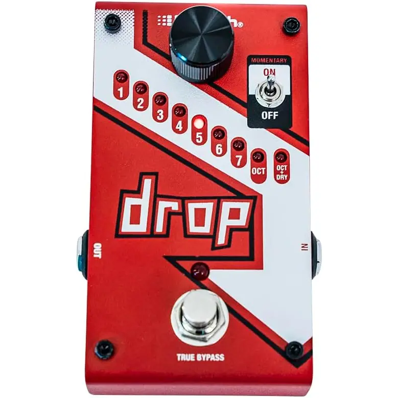 Digitech - Drop - Polyphonic Drop-Tune Pitch-Shift Pedal - Red/White Finish 1