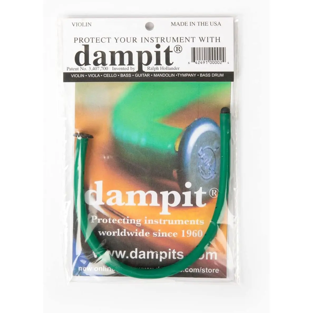 Dampit - Violin Humidifier W/Instructions & Humidity Chart - Green Finish 1
